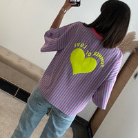 T-SHIRT RAYE VIOLET COEUR JAUNE - La Petite Somptueuse