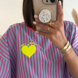 T-SHIRT RAYE VIOLET COEUR JAUNE - La Petite Somptueuse