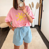 T-SHIRT ROSE LOVE IN THE SUN - La Petite Somptueuse