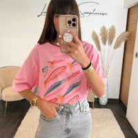 T - SHIRT ROSE SARDINES - La Petite Somptueuse