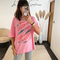 T - SHIRT ROSE SARDINES - La Petite Somptueuse