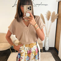 T - SHIRT TAUPE NAEL - La Petite Somptueuse