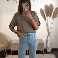 T - SHIRT TAUPE SHINY - La Petite Somptueuse