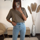 T - SHIRT TAUPE SHINY - La Petite Somptueuse