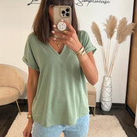 T - SHIRT VERT SAUGE NAEL - La Petite Somptueuse