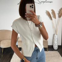 TOP A BOUTONS BLANC MOLLY - La Petite Somptueuse