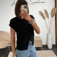 TOP A BOUTONS NOIR MOLLY - La Petite Somptueuse
