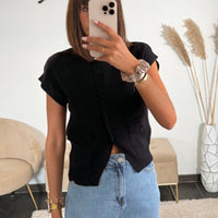 TOP A BOUTONS NOIR MOLLY - La Petite Somptueuse