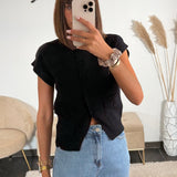 TOP A BOUTONS NOIR MOLLY - La Petite Somptueuse