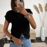 TOP A BOUTONS NOIR MOLLY - La Petite Somptueuse