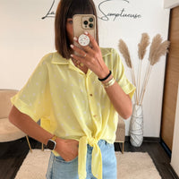 TOP A POIS JAUNE - La Petite Somptueuse