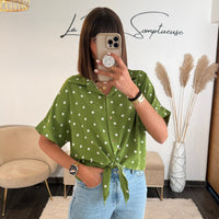 TOP A POIS VERT - La Petite Somptueuse