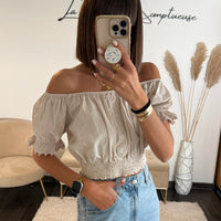 TOP BARDOT BEIGE - La Petite Somptueuse