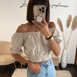 TOP BARDOT BEIGE - La Petite Somptueuse