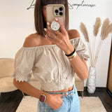 TOP BARDOT BEIGE - La Petite Somptueuse