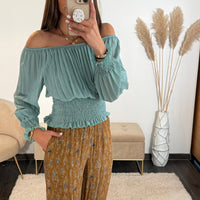 TOP BARDOT BLEU - La Petite Somptueuse