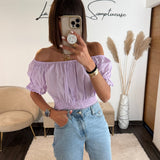 TOP BARDOT LILAS - La Petite Somptueuse