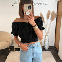 TOP BARDOT NOIR - La Petite Somptueuse
