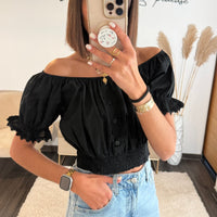 TOP BARDOT NOIR - La Petite Somptueuse
