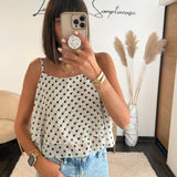 TOP BLANC A POIS MAEL - La Petite Somptueuse