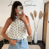 TOP BLANC A POIS SAM - La Petite Somptueuse