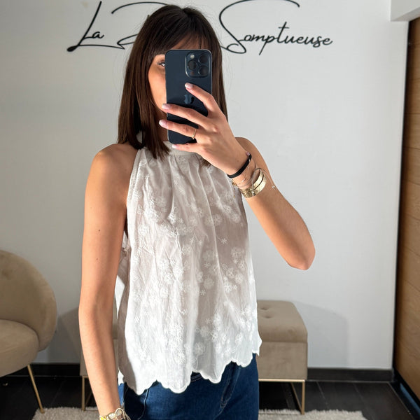 TOP BLANC BRODERIE EMILIE - La Petite Somptueuse