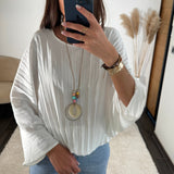 TOP BLANC + COLLIER BAHIO - La Petite Somptueuse