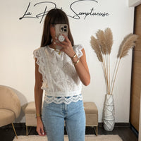 TOP BRODE BLANC KATE - La Petite Somptueuse