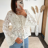 TOP BRODE ECRU FLOWER - La Petite Somptueuse