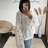TOP BRODE ECRU FLOWER - La Petite Somptueuse
