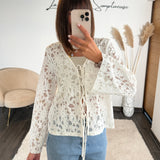 TOP BRODE ECRU FLOWER - La Petite Somptueuse
