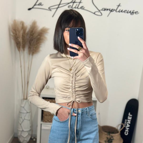 TOP COURT BEIGE ADY - La Petite Somptueuse