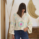 TOP CROCHET BEIGE/BLEU SANDY - La Petite Somptueuse