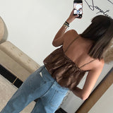 TOP DENTELLE CHOCO JINA - La Petite Somptueuse