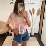 TOP DENTELLE ROSE ASHLEY - La Petite Somptueuse