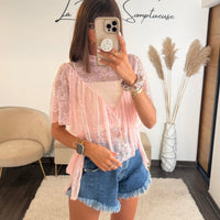 TOP DENTELLE ROSE ASHLEY - La Petite Somptueuse