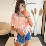 TOP DENTELLE ROSE ASHLEY - La Petite Somptueuse