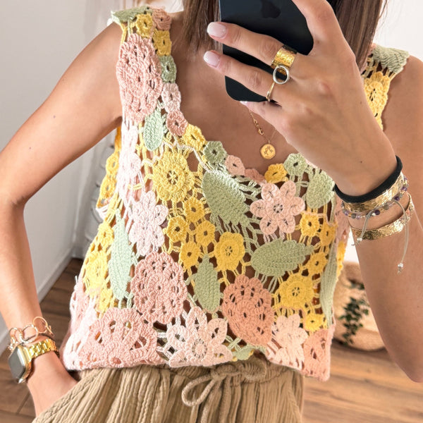 TOP EN CROCHET COLORE ROSALIA - La Petite Somptueuse