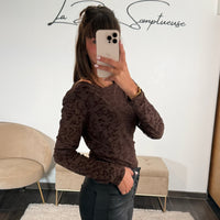 TOP FLEURIE CHOCO CLASSY - La Petite Somptueuse