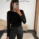 TOP FLEURIE NOIR CLASSY - La Petite Somptueuse