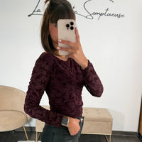 TOP FLEURIE PRUNE CLASSY - La Petite Somptueuse