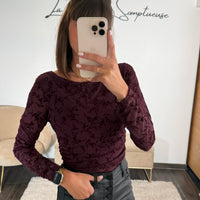 TOP FLEURIE PRUNE CLASSY - La Petite Somptueuse