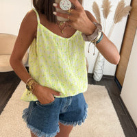 TOP GAZE DE COTON JAUNE HOLLY - La Petite Somptueuse