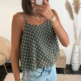 TOP KAKI A POIS MAEL - La Petite Somptueuse