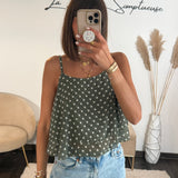 TOP KAKI A POIS MAEL - La Petite Somptueuse