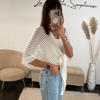 TOP MAILLE BLANC GIANNY - La Petite Somptueuse