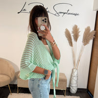 TOP MAILLE VERT D'EAU GIANNY - La Petite Somptueuse