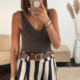TOP MARRON LUREX - La Petite Somptueuse