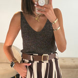 TOP MARRON LUREX - La Petite Somptueuse