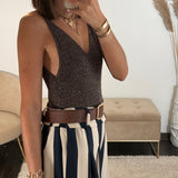 TOP MARRON LUREX - La Petite Somptueuse
